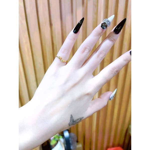 Nhẫn cua - nhẫn 2 đầu bóng tròn trơn, hoặc đầu đá đơn giản cá tính vàng