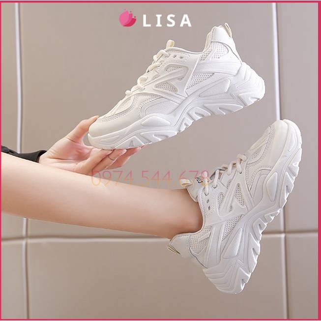 Giày Thể Thao Nữ, Giày Sneaker Nữ Độn Đế Da Mềm Phối Lưới Phong Cách Ulzzang,FULL BOX  M64 -- Lisa