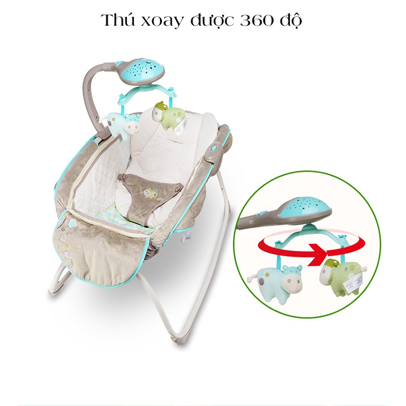 Nôi rung bập bênh cho bé Ingenuity Moonlight Rocking Sleeper có nhạc, ánh trăng và bầu trời sao kèm bộ rung mát xa