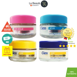 Cien Aqua & 24h Moisturising, Q10 Anti Wrinkle Day & Night Cream - Kem Dưỡng Ẩm, Cấp Nước, Chống Lão Hoá Ngày & Đêm 50ml
