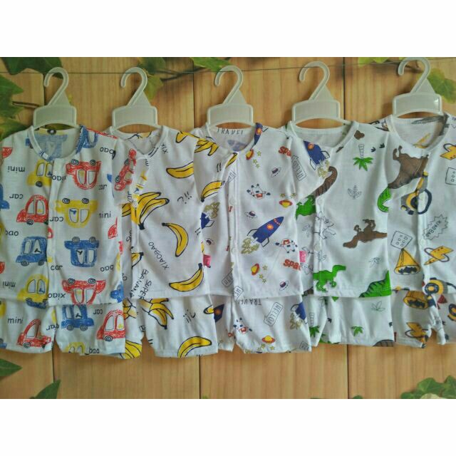 Sét 5 bộ cotton cúc giữa cho bé