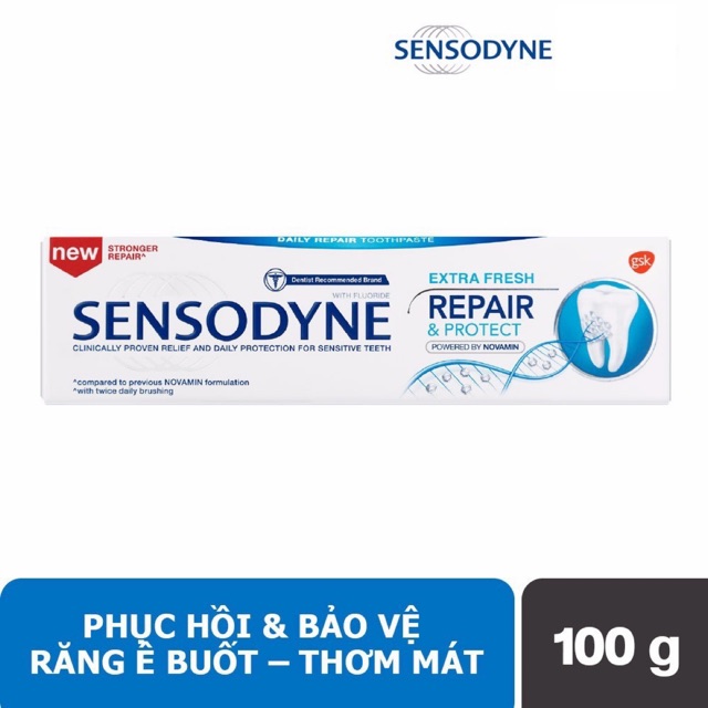 Sensodyne Repair &amp; Protect extra Fresh - Kem đánh răng giúp phục hồi răng nhạy cảm, hơi thở thơm mát, giảm ê buốt