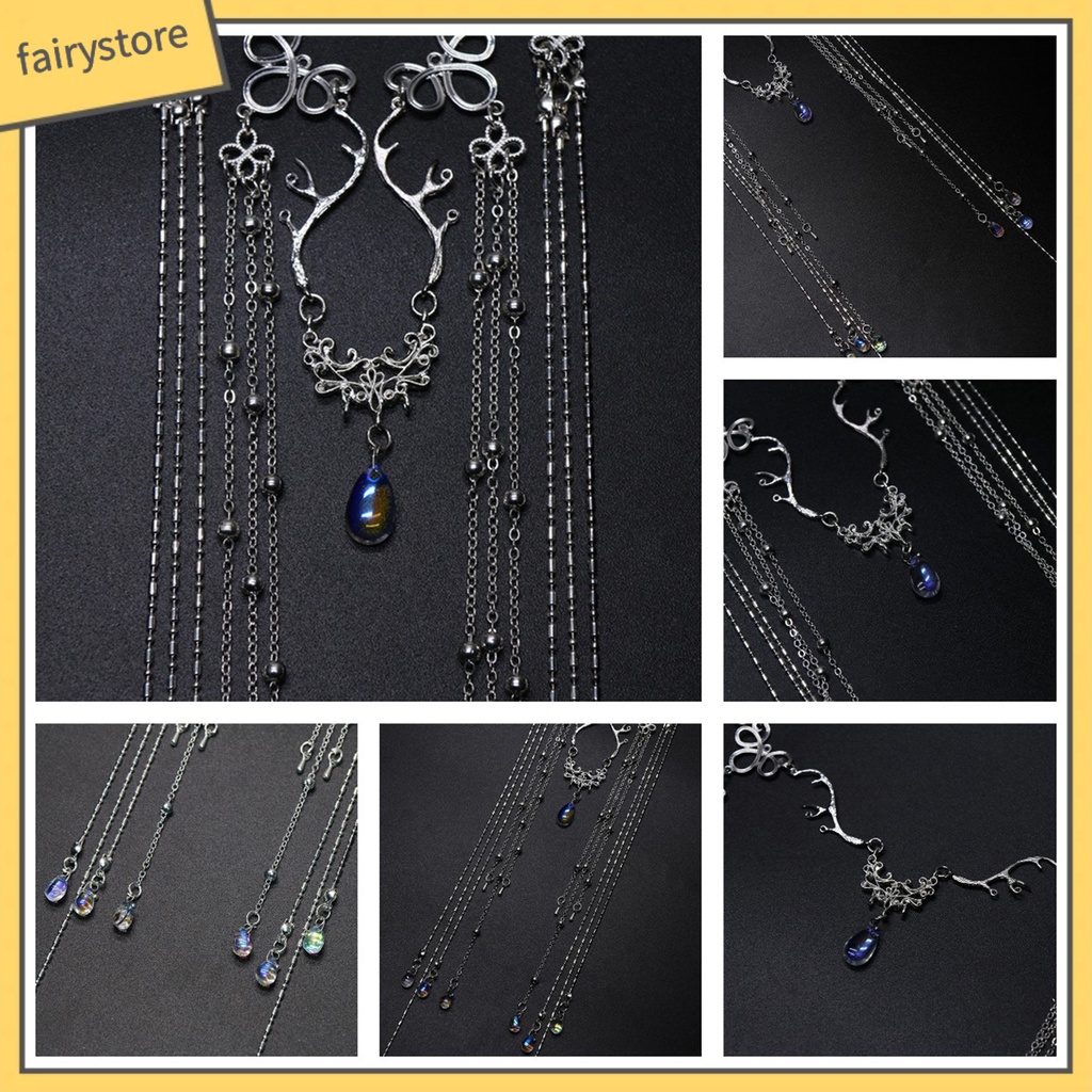 Chuỗi trang sức đeo trán tua rua dài đính đá thanh lịch