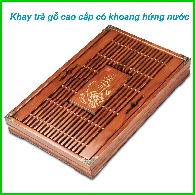 KHAY TRÀ GỖ CAO CẤP CÓ KHAY HỨNG NƯỚC