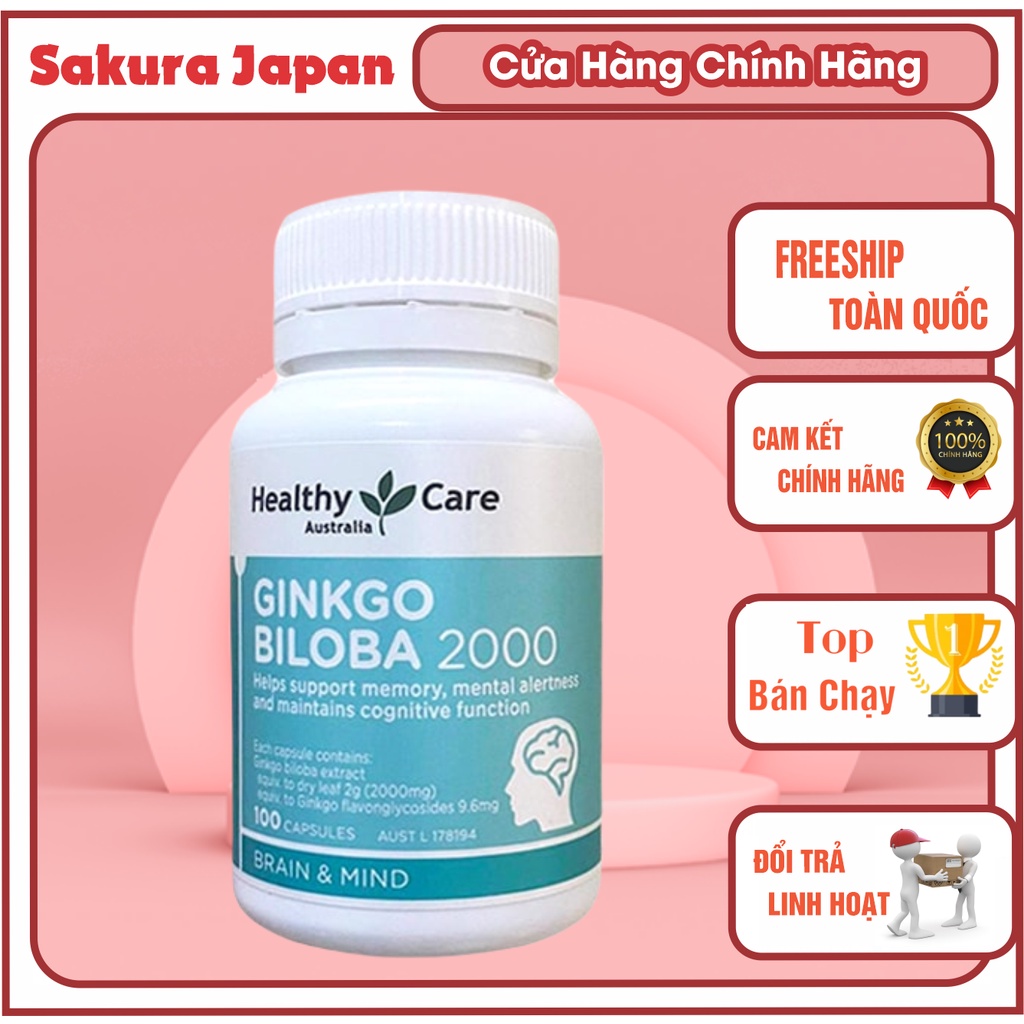 Bổ não  Healthy Care Ginkgo Biloba 2000mg - 100 viên