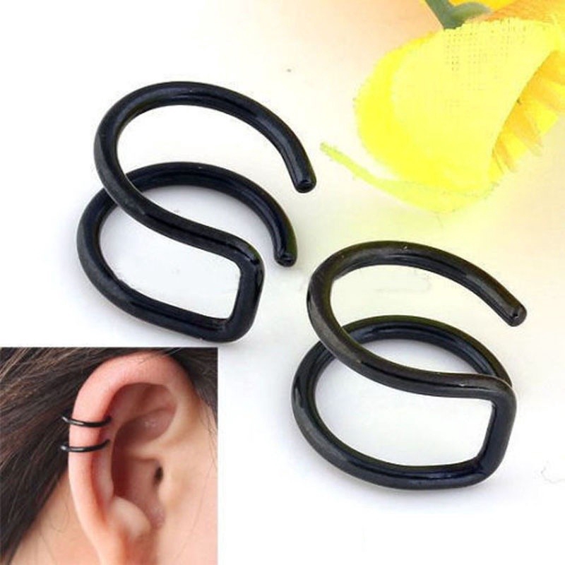 Cod Qipin 1pair Ear Cuff Helix Cartilage Ear Ring Fake Clip on Cuff Wrap Upper Non Pierced Jewelry with 4 Colors