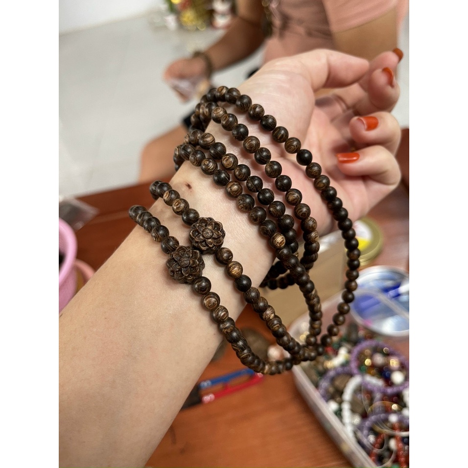 Vòng Trầm Hương Mix Đá - Chuỗi Tràng 108 Hạt- Trầm Hương Sánh Chìm Cao Cấp