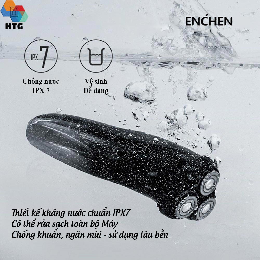 Máy cạo râu Enchen Blackstrone 3 chống nước IPX7, nâng cấp pin,màn hình LCD, sạc nhanh type C, lưỡi dao tự mài