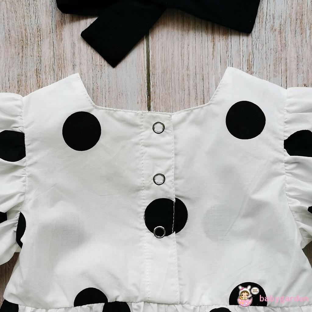 Set áo liền quần chấm bi và băng đô nơ xinh xắn dành cho bé gái