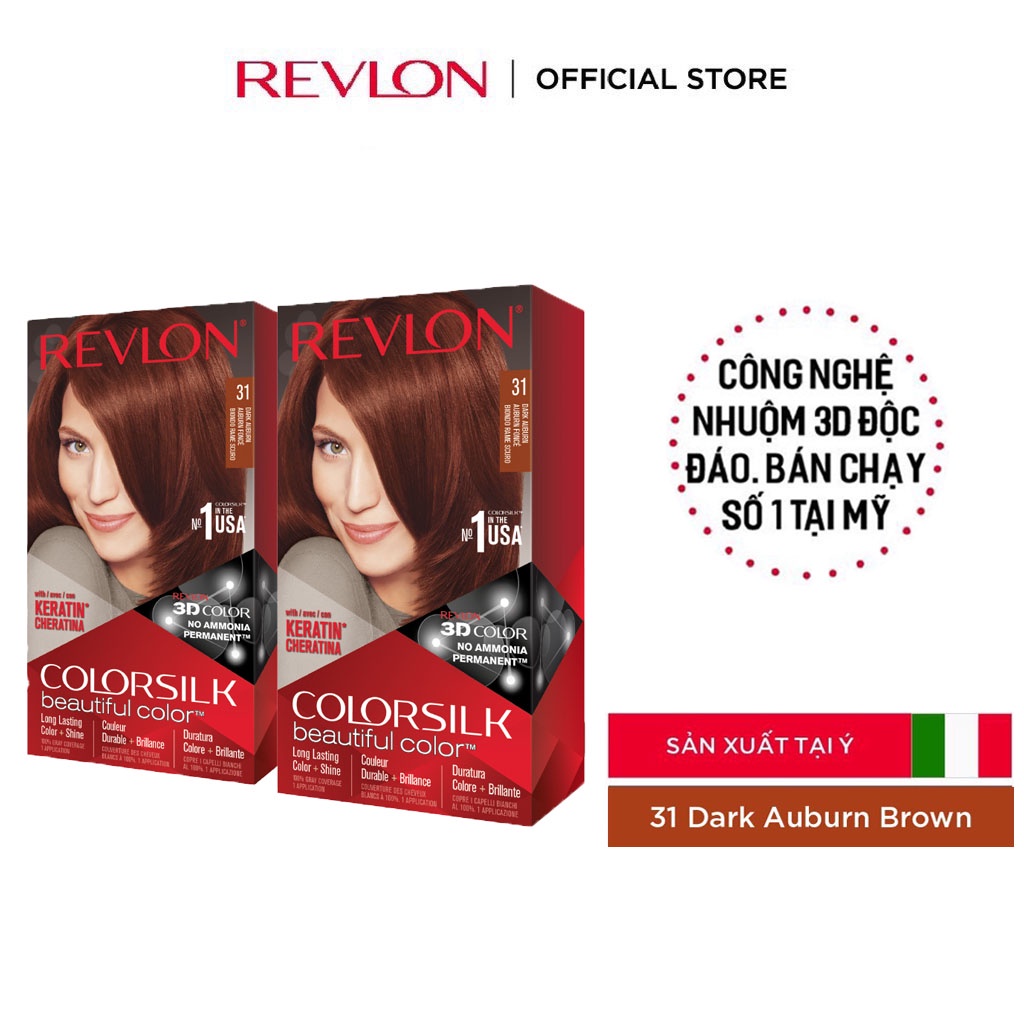 [Tặng kèm Nail] Bộ 2 hộp cùng màu Nhuộm Tóc Thời Trang Revlon Colorsilk 3D 120ml