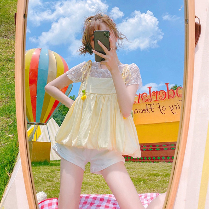 Áo hai dây IELGY dáng ngắn mỏng đơn giản trẻ trung cho nữ