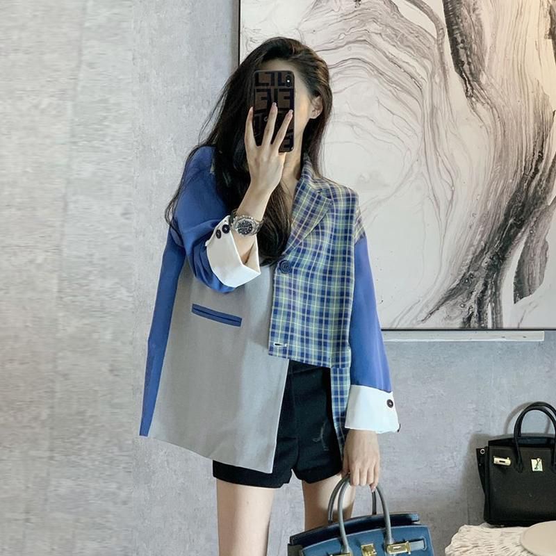 Áo blazer phối màu thời trang cho nữ