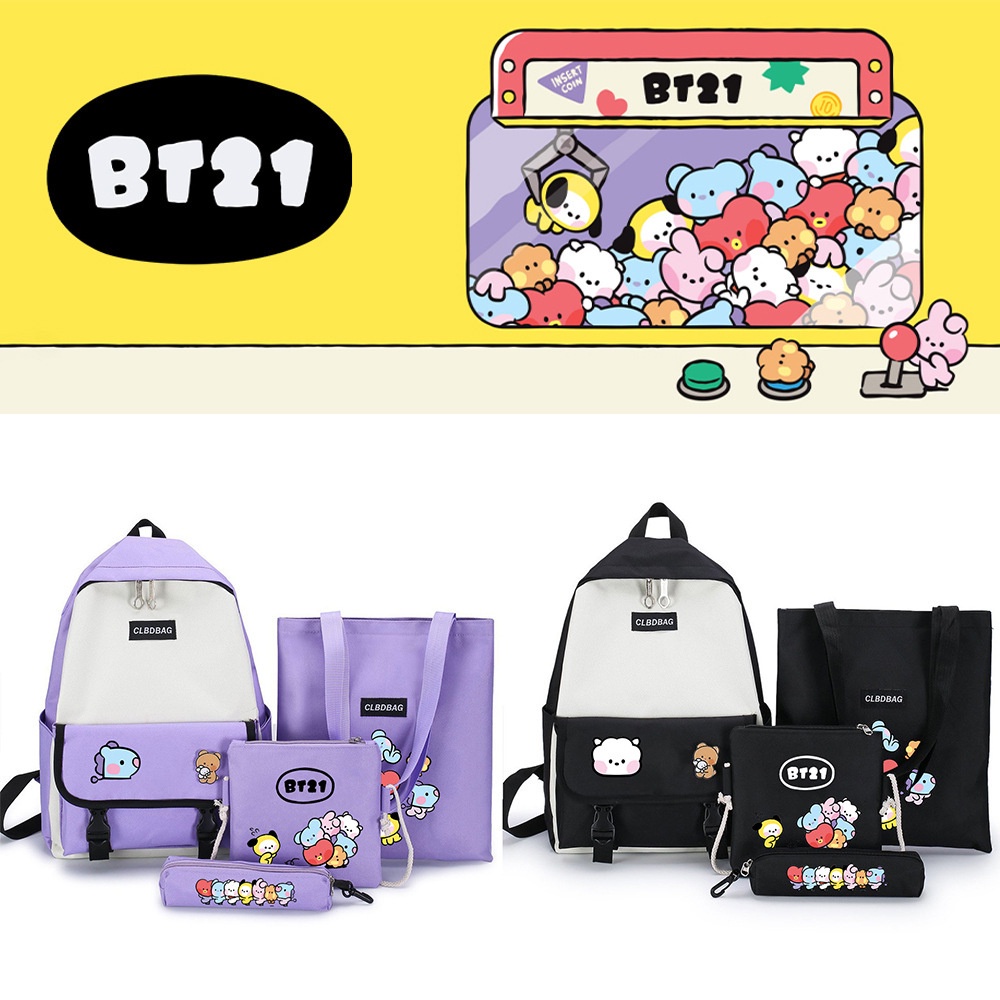 Balo Đi Học In Họa Tiết Hoạt Hình Kpop BTS BT21 2022 Dễ Thương