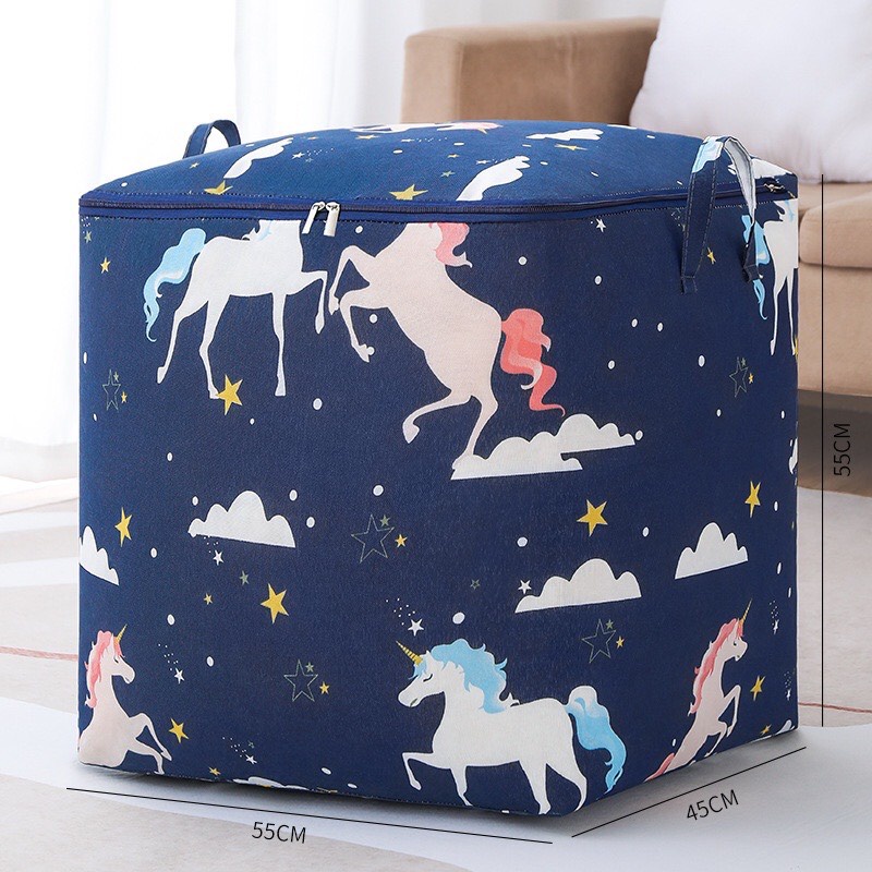 [SALE - MẪU MỚI] Túi Vải Đựng Quần Áo, Chăn Màn,Đồ Dùng Đa Năn,Có Nắp Khóa Kéo, Cỡ Lớn, Gấp Gọn