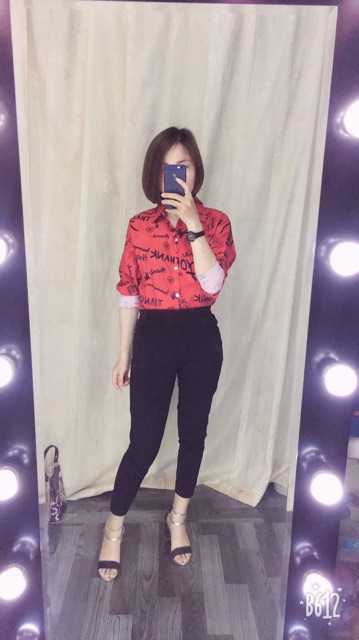 Áo sơ mi họa tiết đỏ⚡️FREESHIP EXTRA⚡️