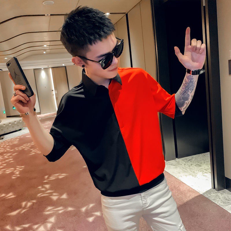 Áo Sơ Mi Tay Ngắn Họa Tiết Chấm Bi Thời Trang Cho Nam