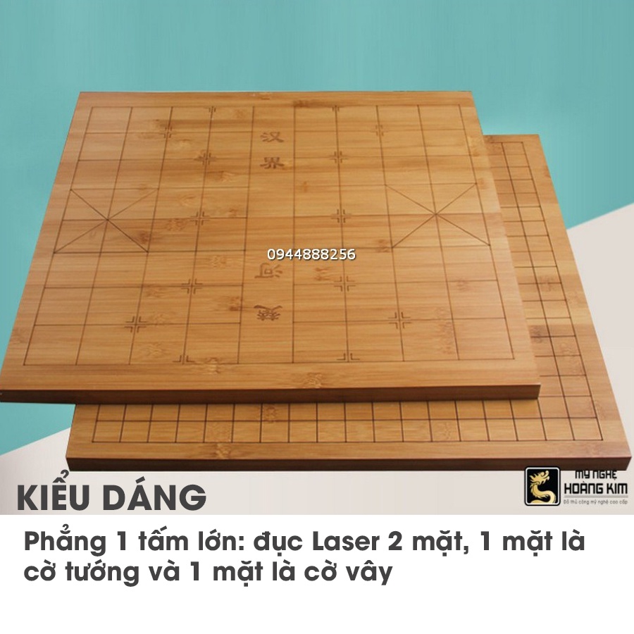 Bàn cờ tướng gỗ trúc 44 x 47cm  Mỹ Nghệ Hoàng Kim, bàn cờ tướng đẹp
