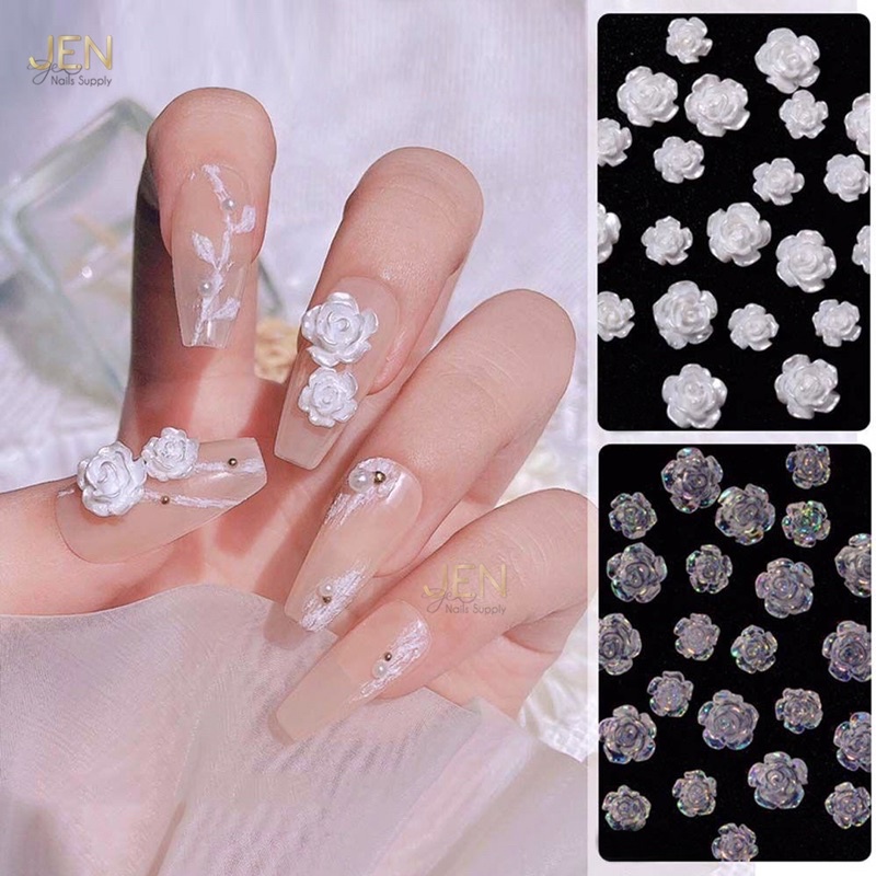 Charm nhựa hoa trà-charm hoa hồng set 10 hoa