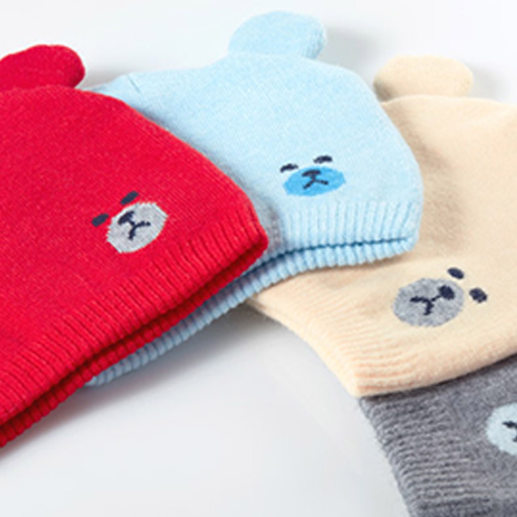 Nón cotton phối 2 tai gấu dễ thương cho bé