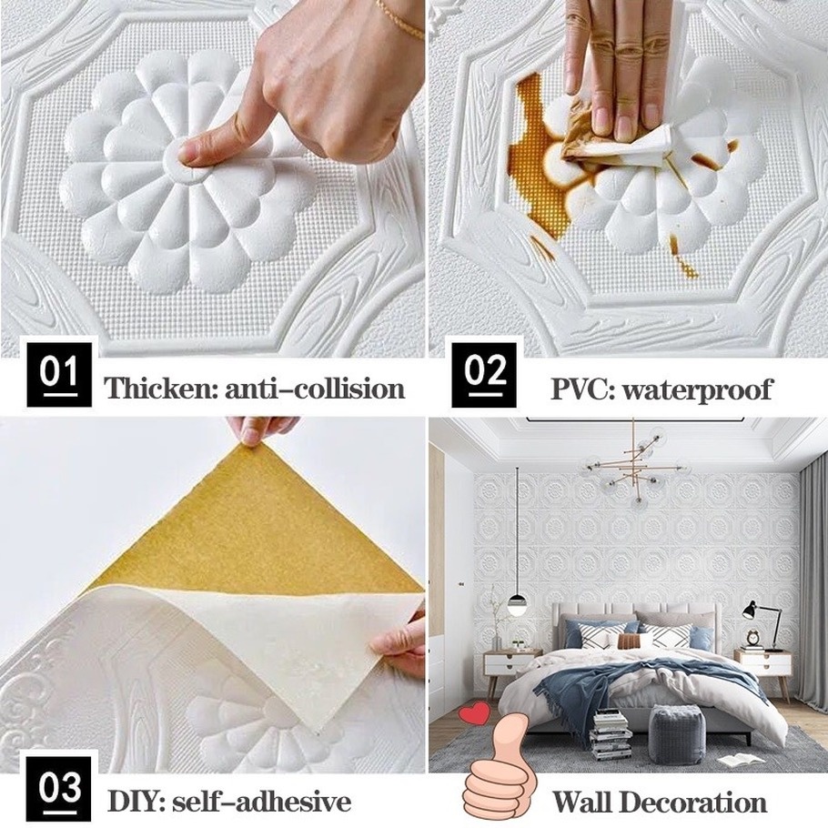 Giấy Dán Trần Nhà Trang Trí 3d Chống Nước Chống Ẩm Chịu Được Nhiệt Độ Cao