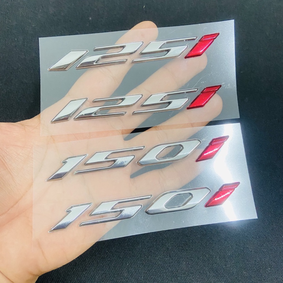 Tem logo số 125i, 150i chất liệu nhựa nổi xi bóng cao cấp thích hợp dán xe HONDA, YAMAHA