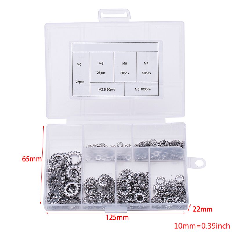 Bộ 300 Vòng Đệm Răng Khóa Bên Trong Chống Rung Tiện Dụng