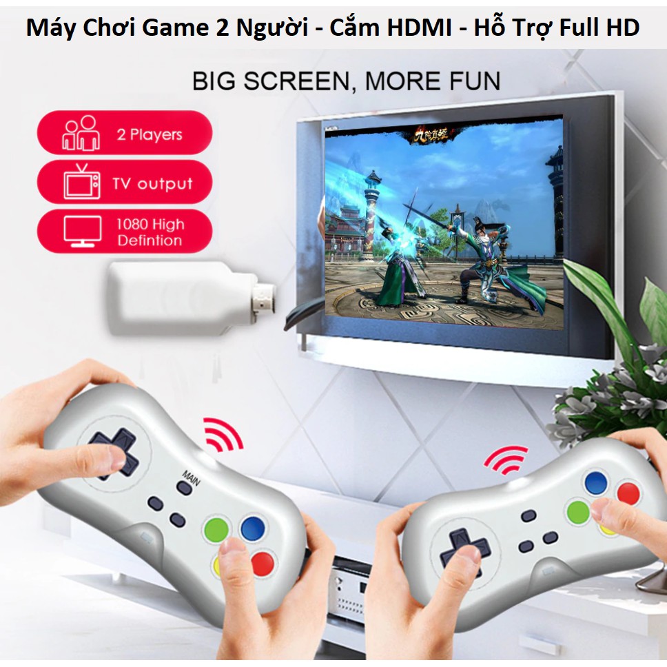 Máy Chơi Game Mini Retro 638 Trò - Kết Nối Không Dây - 2 Người Chơi Cắm Cổng HDMI 2021 - Bảo Hành 6 Tháng