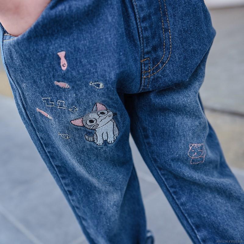 Quần Jeans Dài Wash Rách Cá Tính Cho Bé Gái