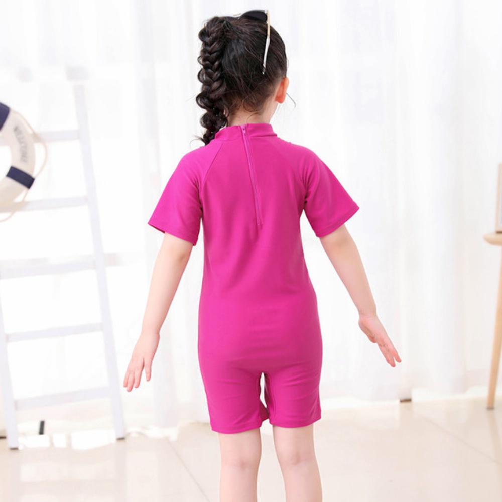 Bộ đồ bơi liền thân tay ngắn dáng ôm in họa tiết hoạt hình dễ thương thời trang mùa hè cho bé gái