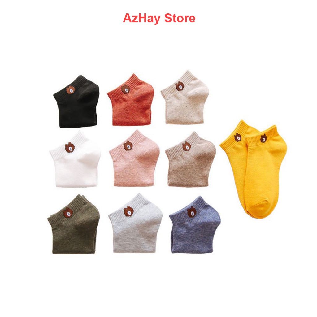 Tất gấu, tất gấu nữ set 10 đôi đẹp nhiều màu họa tiết dễ thương_Azhaystore