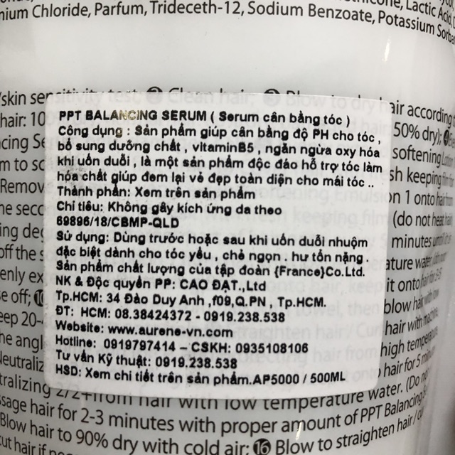 [Chính hãng] [GIÁ SỈ] CỨU TÓC HƯ TỔN AURANE PPT BALANCING SERUM 500ml