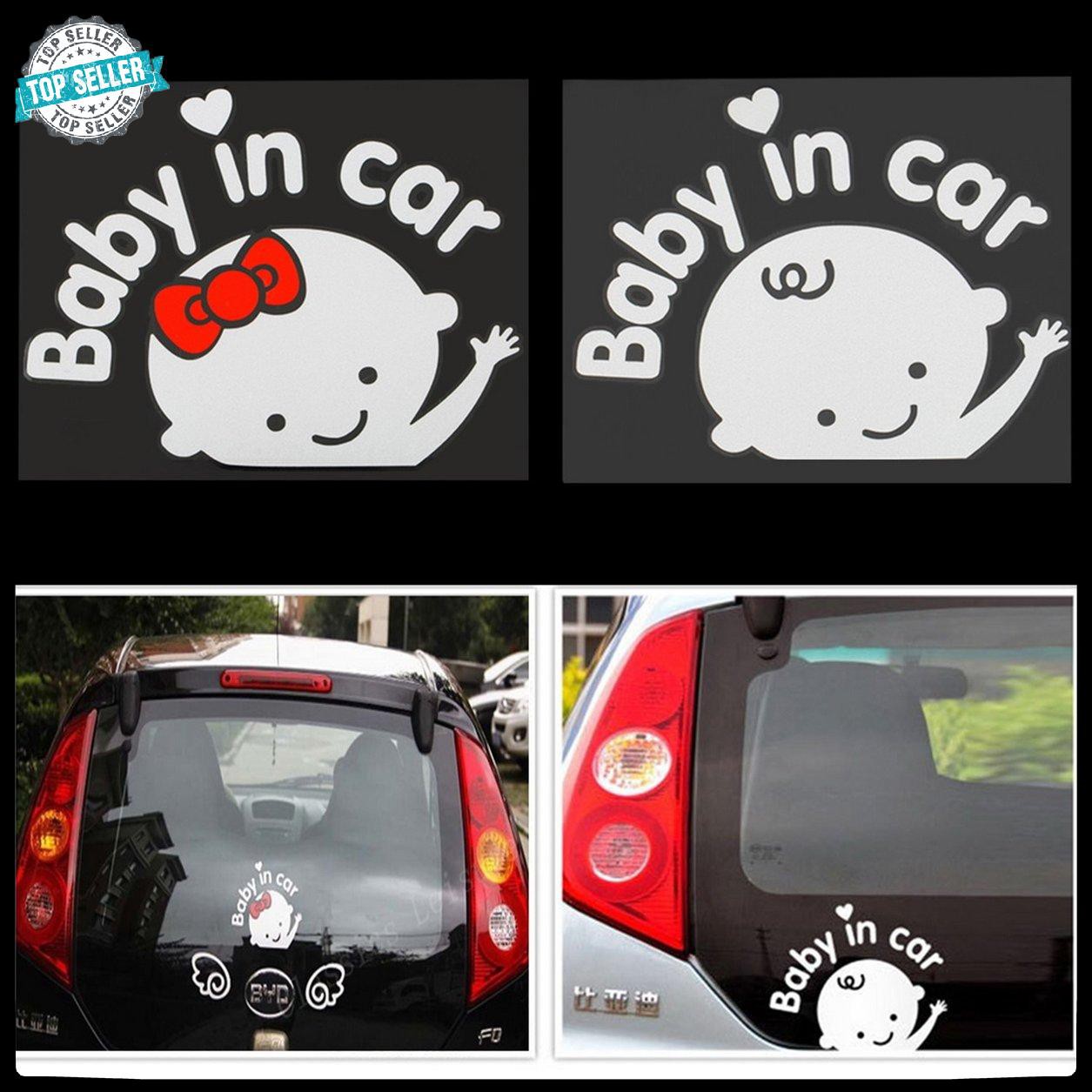 (Hàng Mới Về) Miếng Dán Phản Quang Họa Tiết Hoạt Hình "Baby In Car" Trang Trí Xe Hơi Nov.11