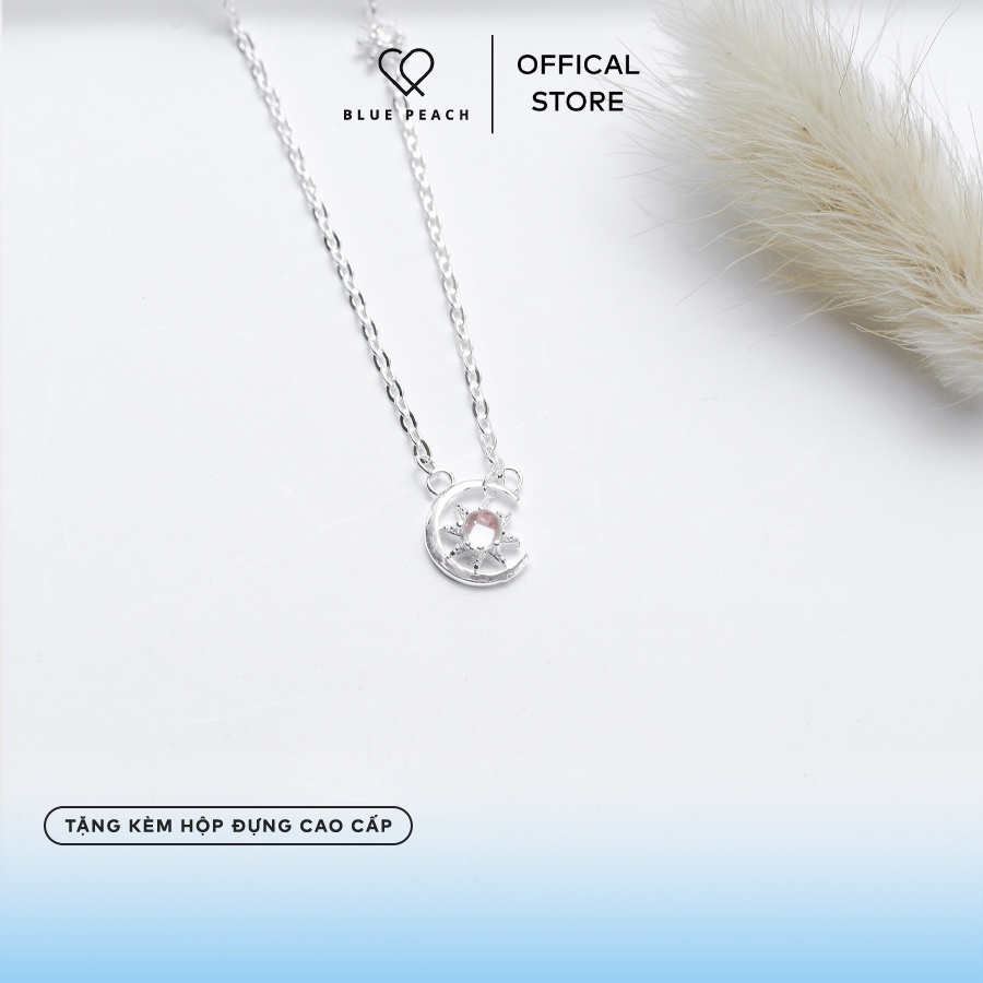 Dây Chuyền Bạc 925 Blue Peach Sun In Moon - Moon Stone DC702