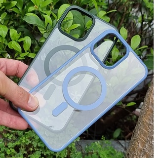 Ốp lưng X&M trong viền màu hỗ trợ sạc Magsafe Cho iPhone 13, 13 Pro, 13 Pro Max, 12 Pro Max lưng trong suốt siêu đẹp