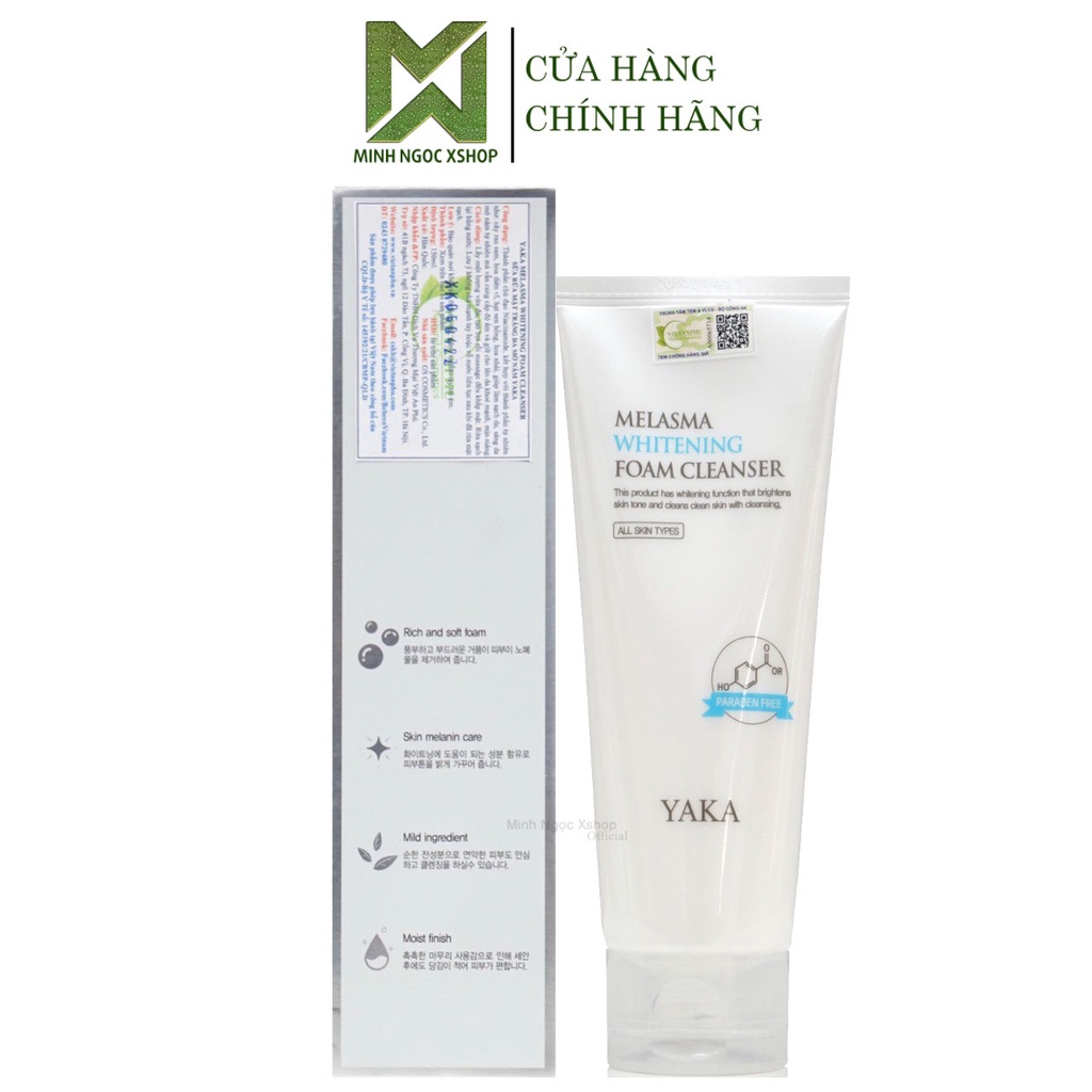 Sữa rửa mặt sáng da mờ nám YAKA Melasma Whitening Foam Cleanser 150ml