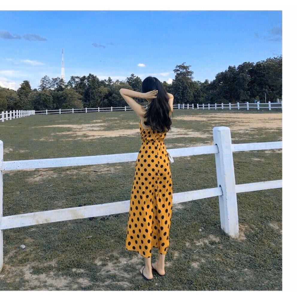 ĐẦM MAXI HỞ LƯNG| VÁY DÁNG SUÔNG CHẤM BI | MAXI ĐẸP HÚT HỒN | BigBuy360 - bigbuy360.vn