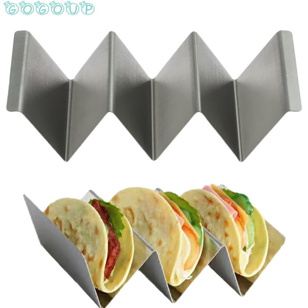 Khay đựng bánh taco hình gợn sóng bằng thép không gỉ thiết thực dành cho nhà bếp