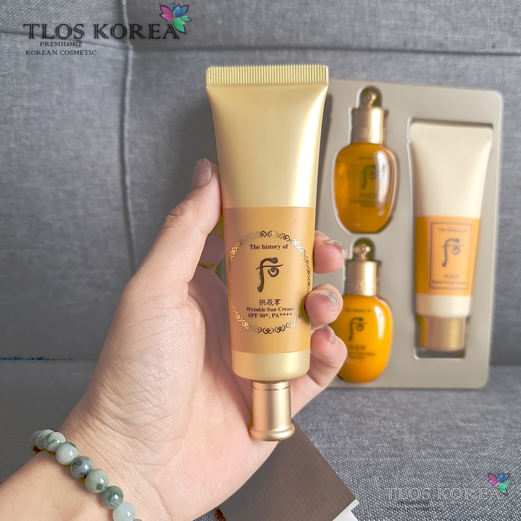[Hcm] Set Kem Chống Nắng Chống Nhăn Whoo Vàng Wrinkle Sun Cream Spf50+/Pa+++ Special Set.