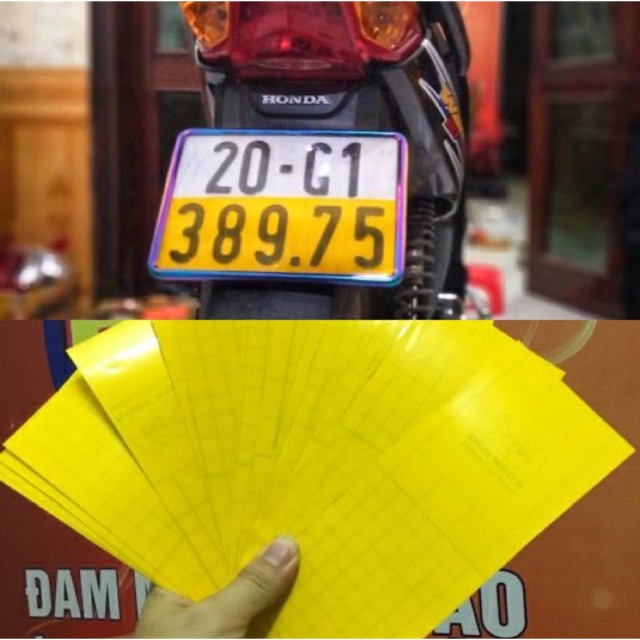 1 miếng decal vàng dán nữa bảng số xe