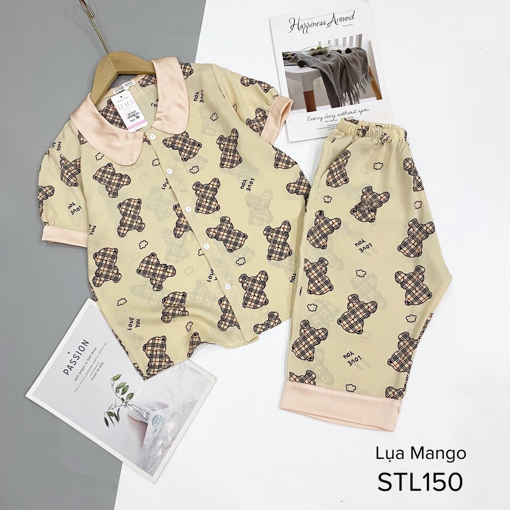 Bộ pijama lửng lụa latin, mango mềm mịn thoáng mát♥️hình in 4k sắc nét♥️không bai xù co rút vải♥️bao đẹp | BigBuy360 - bigbuy360.vn