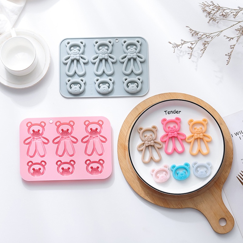 Khuôn Silicone Làm Bánh Hình Gấu 6 Ngăn DIY