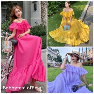 Váy đầm maxi đi biển trễ vai dáng dài xoè đuôi cá đi du lịch MS015