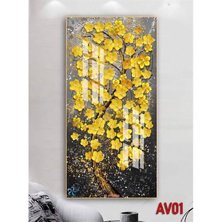 Tranh Tráng gương cao cấp Hoa Mai Vàng