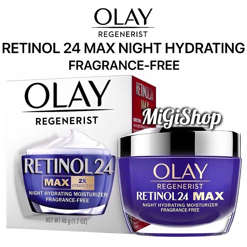 [Hàng Mỹ] Kem Dưỡng Da Ban Đêm Olay Retinol 24 Max Night Hydrating Moisturizer Fragrance Free 48g