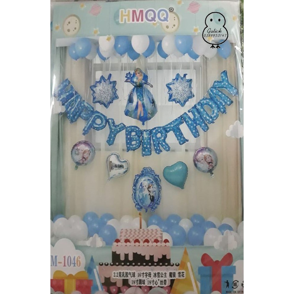 Bộ bóng chữ công chúa Sojia Full hình trang trí sinh nhật, set bong bóng trang trí sinh nhật