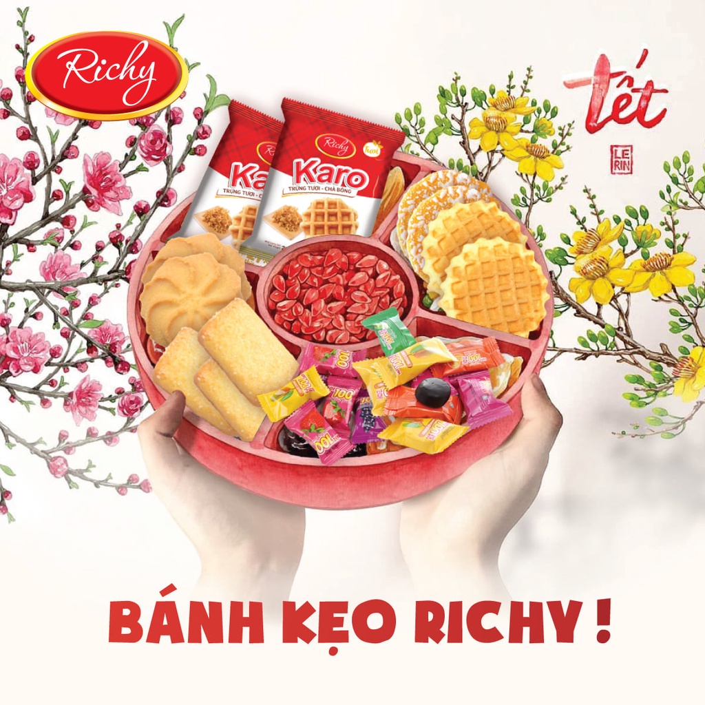 Bánh Richy Merry lon kem quế vị cam 208g