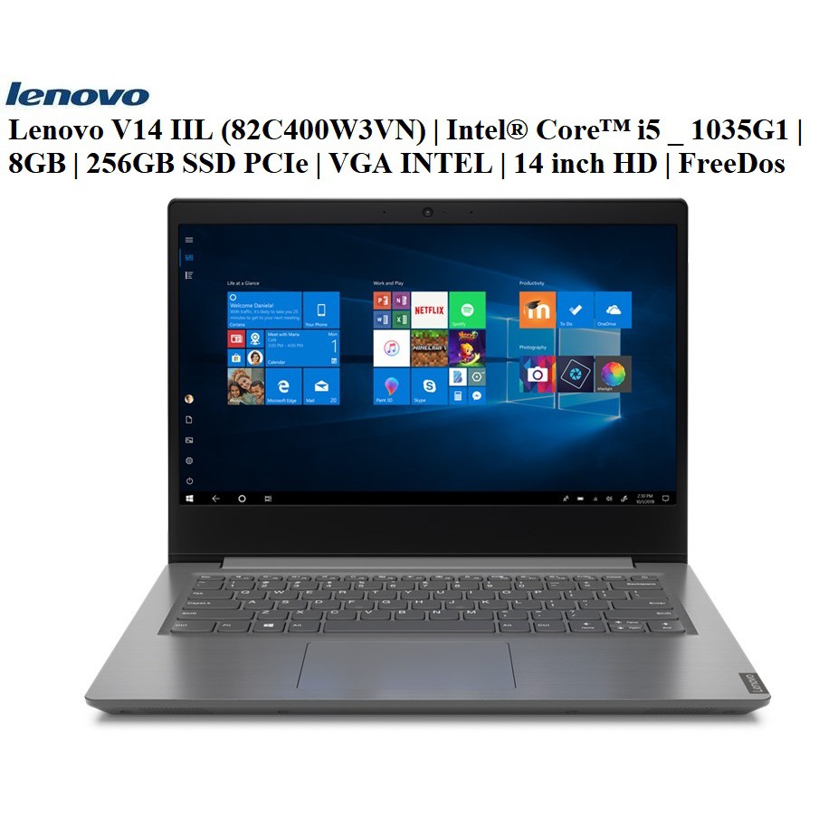 LapTop Lenovo V14 IIL 82C400W3VN | Intel Core i5 _ 1035G1 | 8GB | 256GB SSD PCIe | VGA INTEL | 14 inch HD | FreeDos