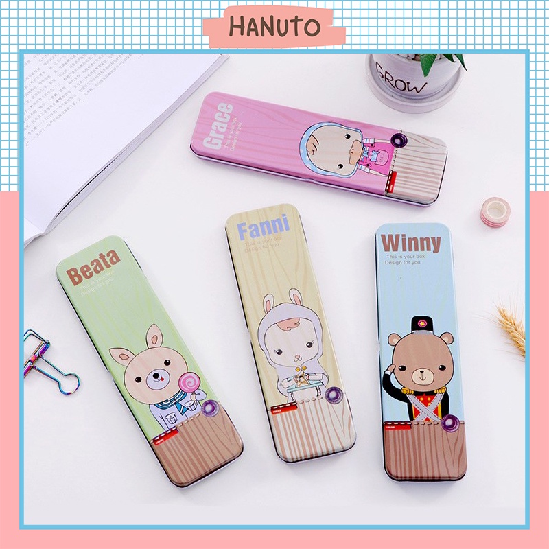 Hộp đựng bút thiếc cute đáng yêu hàn quốc tiện dụng học sinh cho bé HANUTO HB02