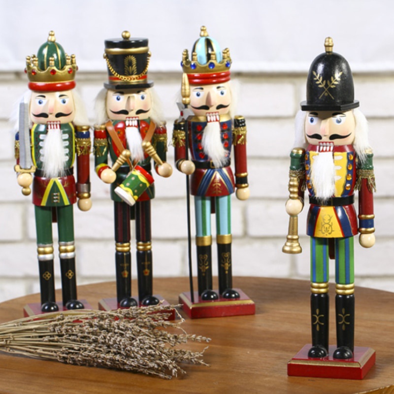Bằng gỗ nutcracker soldier figurines đồ trang trí 30cm nutcracker puppet desktop crafts kids quà tặng trang trí nhà giáng sinh