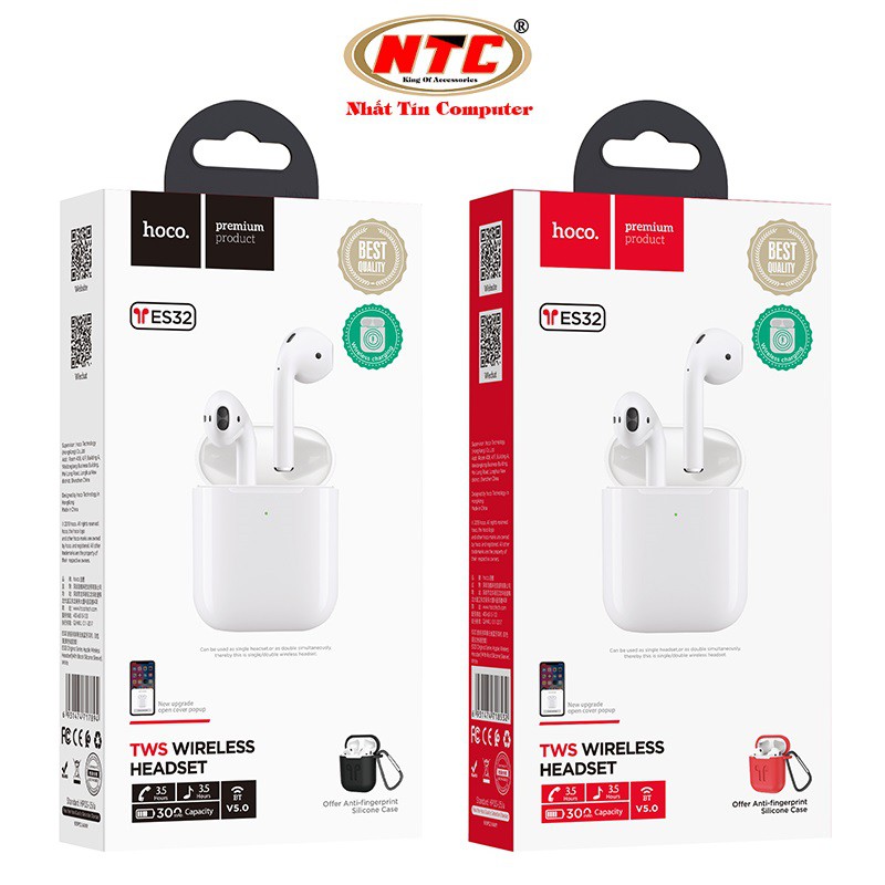 Tai nghe Bluetooth True Wireless Hoco ES32 Original series V5.0 (Trắng) - sạc không dây